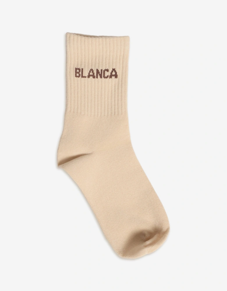 Girls Logo Socks in Beige