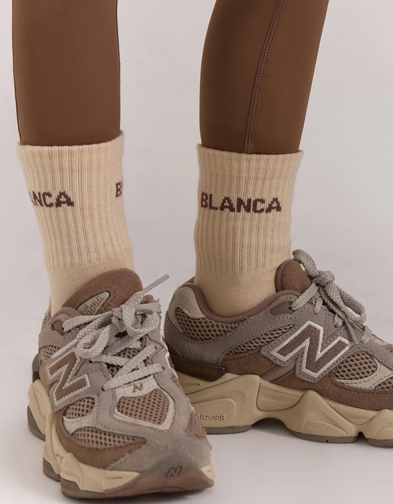 Girls Logo Socks in Beige