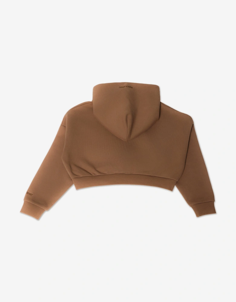 Girls Oversized Cropped Hoodie in Brown