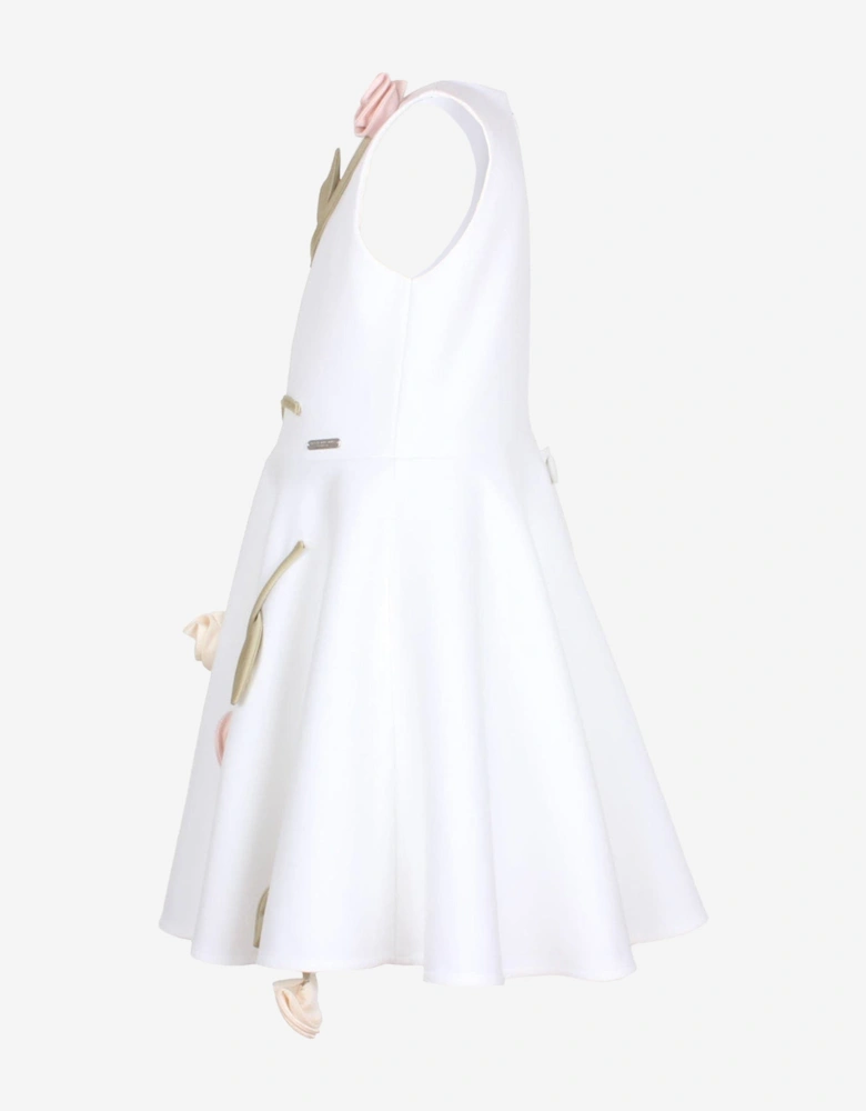 Girls Rain Of Flowers Dress in White