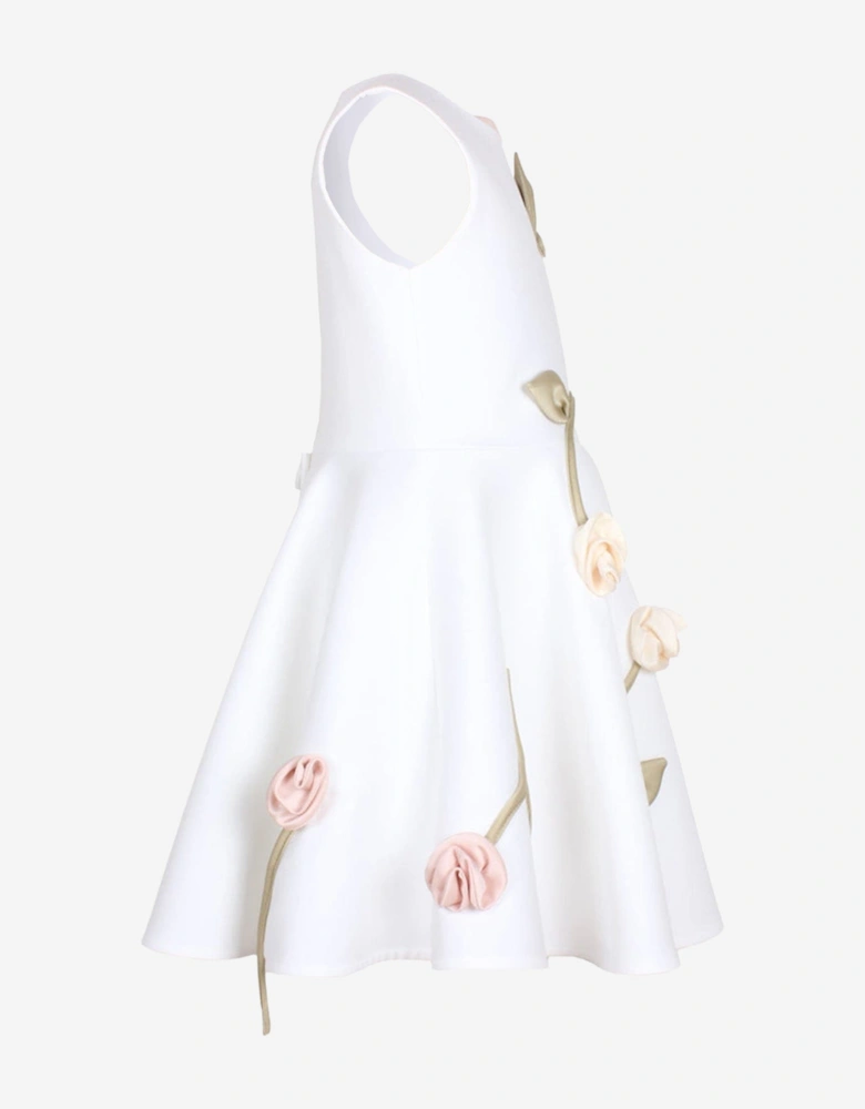 Girls Rain Of Flowers Dress in White
