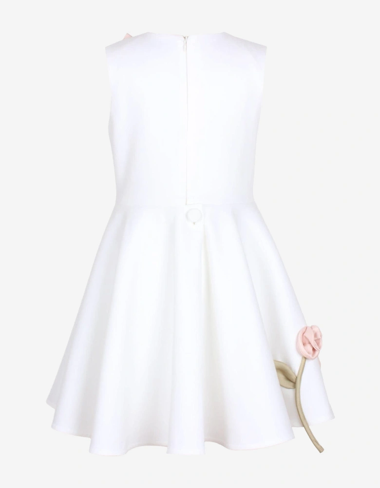 Girls Rain Of Flowers Dress in White