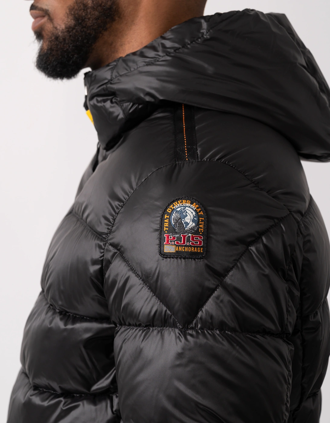 Pharrell Mens Hooded Down Bomber - Black 541