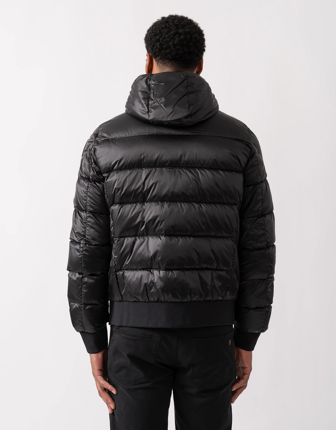 Pharrell Mens Hooded Down Bomber - Black 541