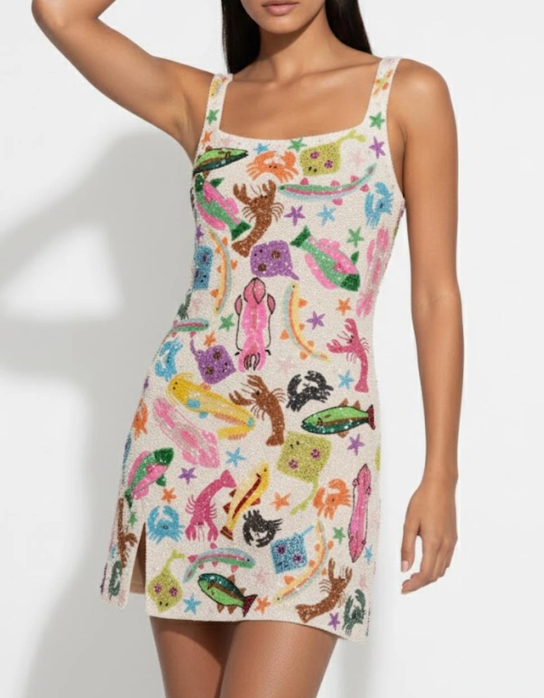 Arizona Beaded Mini Dress White