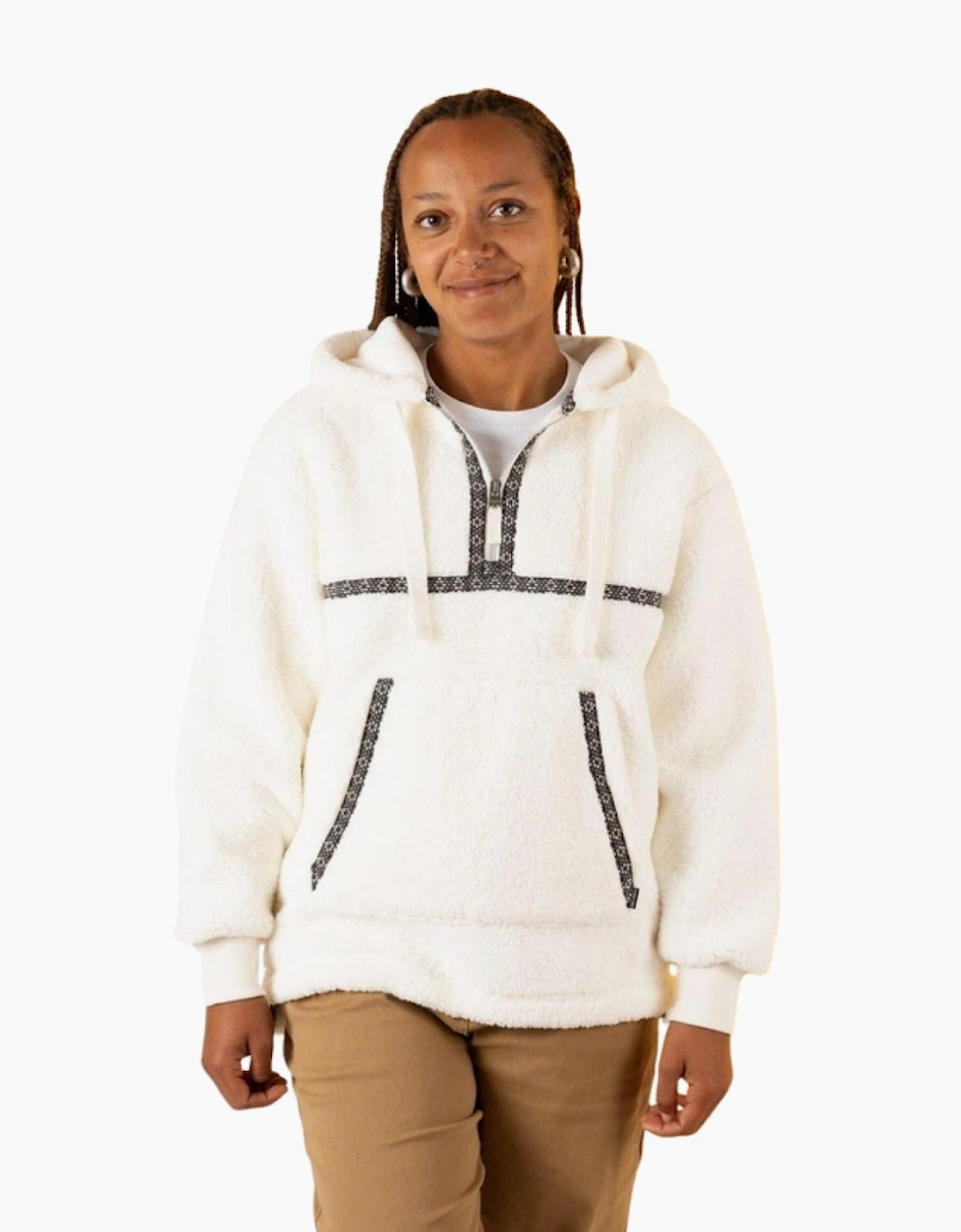 Saltrock Women's Cream Orla Hooded Half Zip Fleece - Size: 14