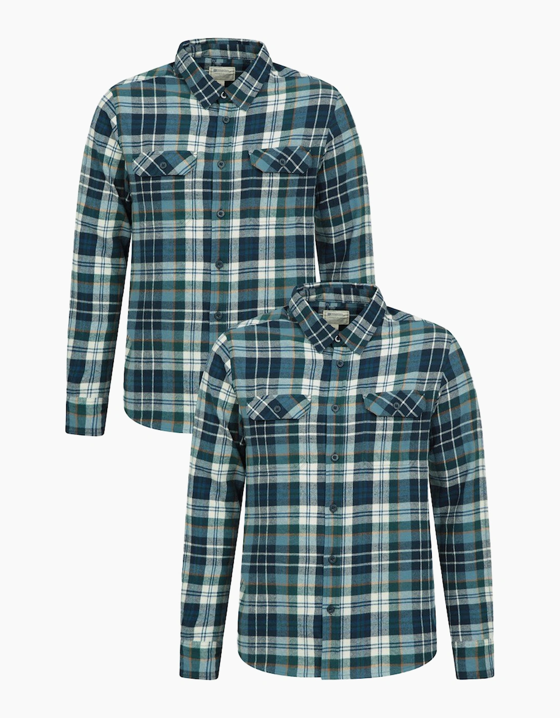Mountain Warehouse Men's Corn Blue Trace Flannel Shirt (Pack Of 2)  42/Regular Xl
