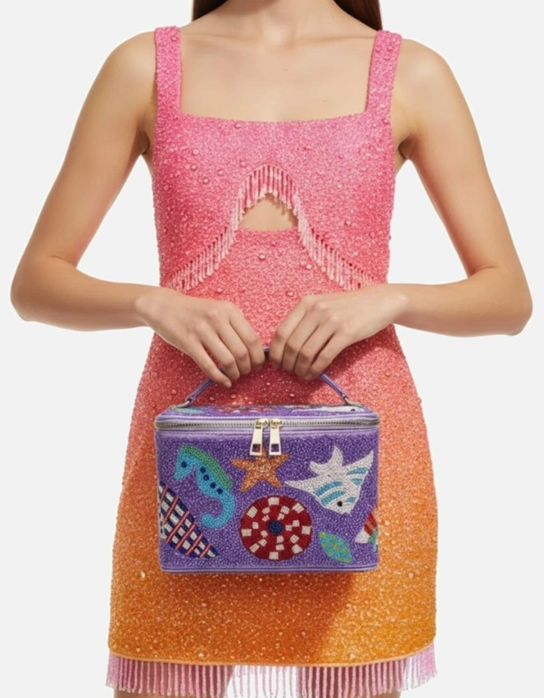 Seahorse Vanity Box Bag Purple