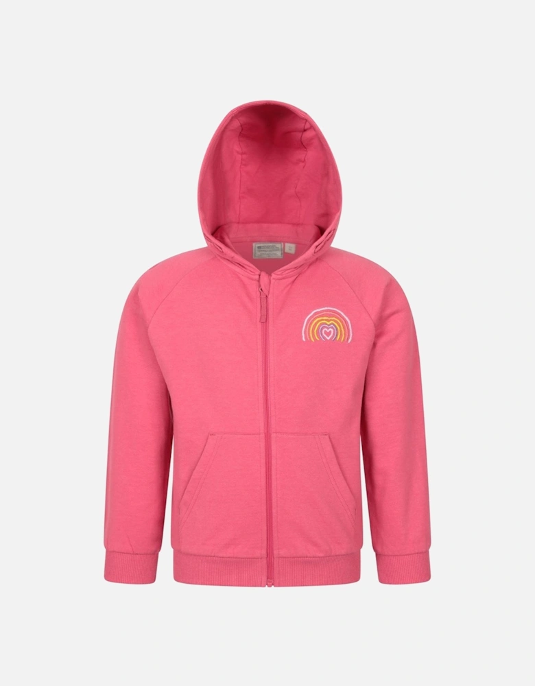 Childrens/Kids Rainbow Heart Full Zip Hoodie
