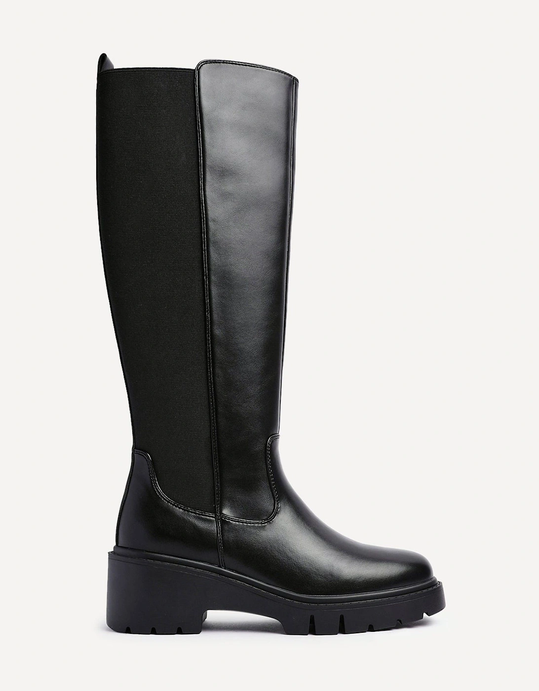 Hyland Black Faux Leather High Leg Wedge Boot, 2 of 1