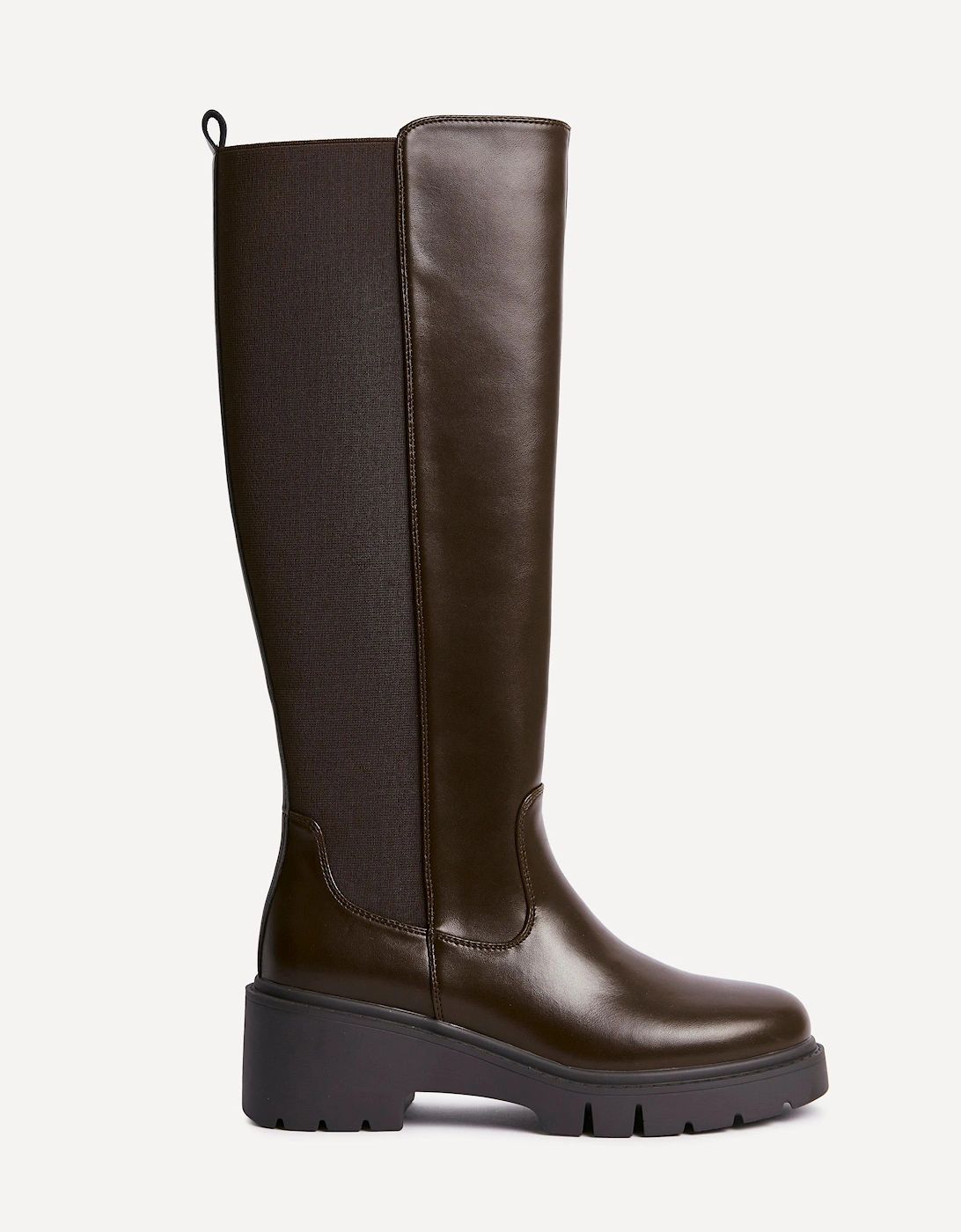 Hyland Brown Faux Leather High Leg Wedge Boot, 2 of 1