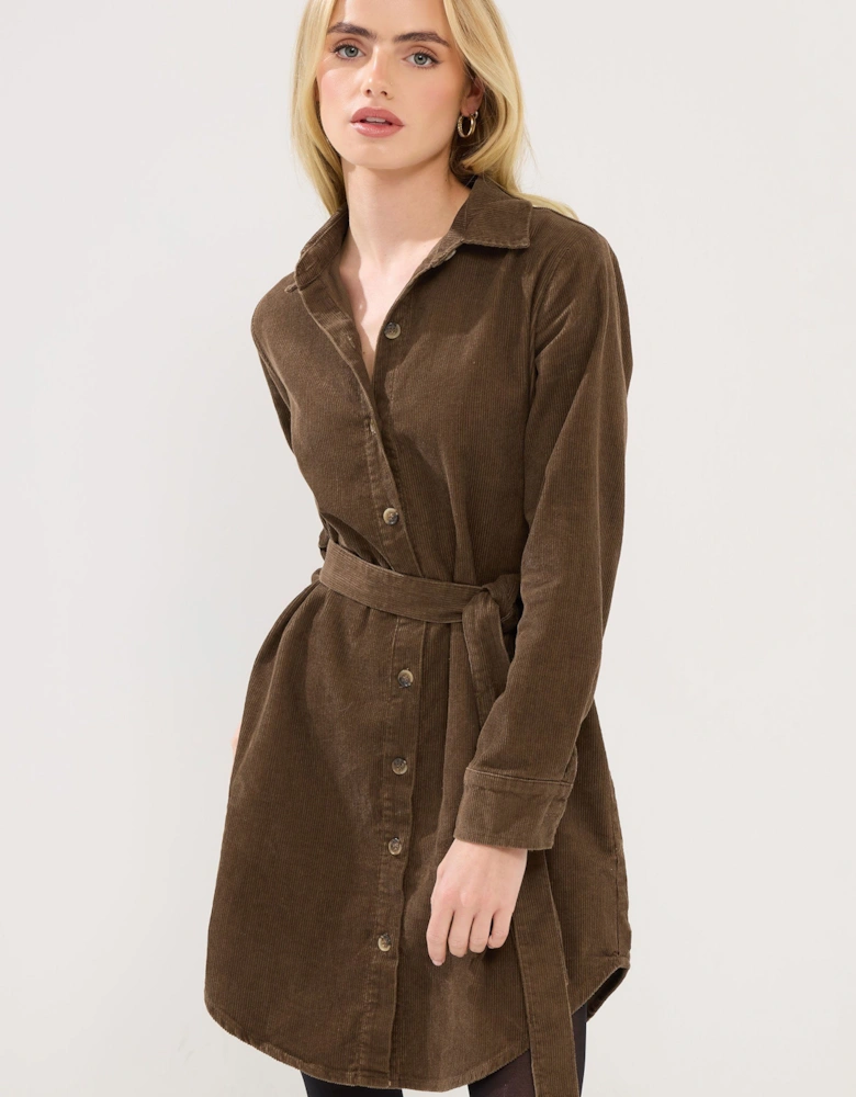 Petite Cord Belted Midi Dress