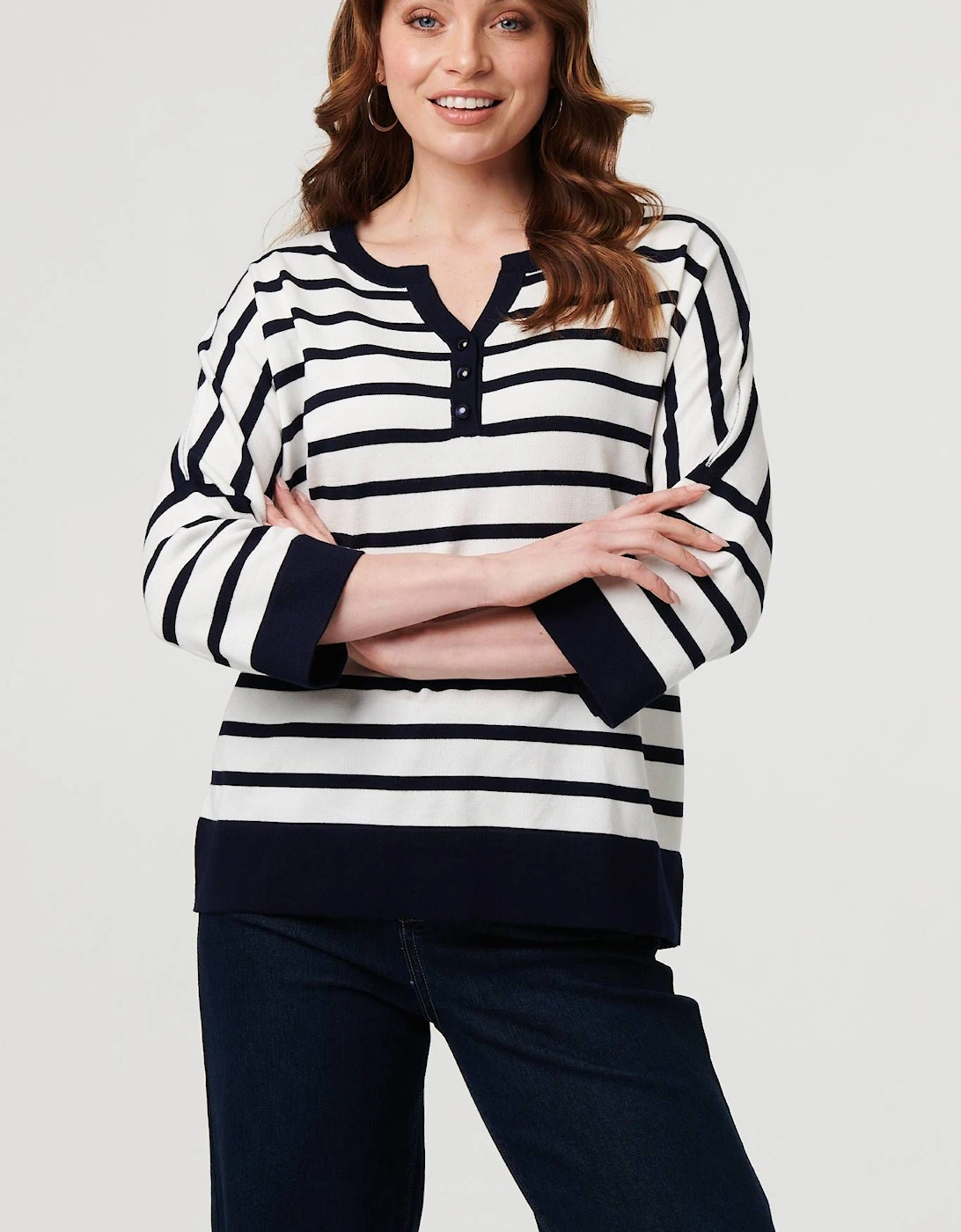 Striped Oversized Drop Shoulder Top, 2 of 1