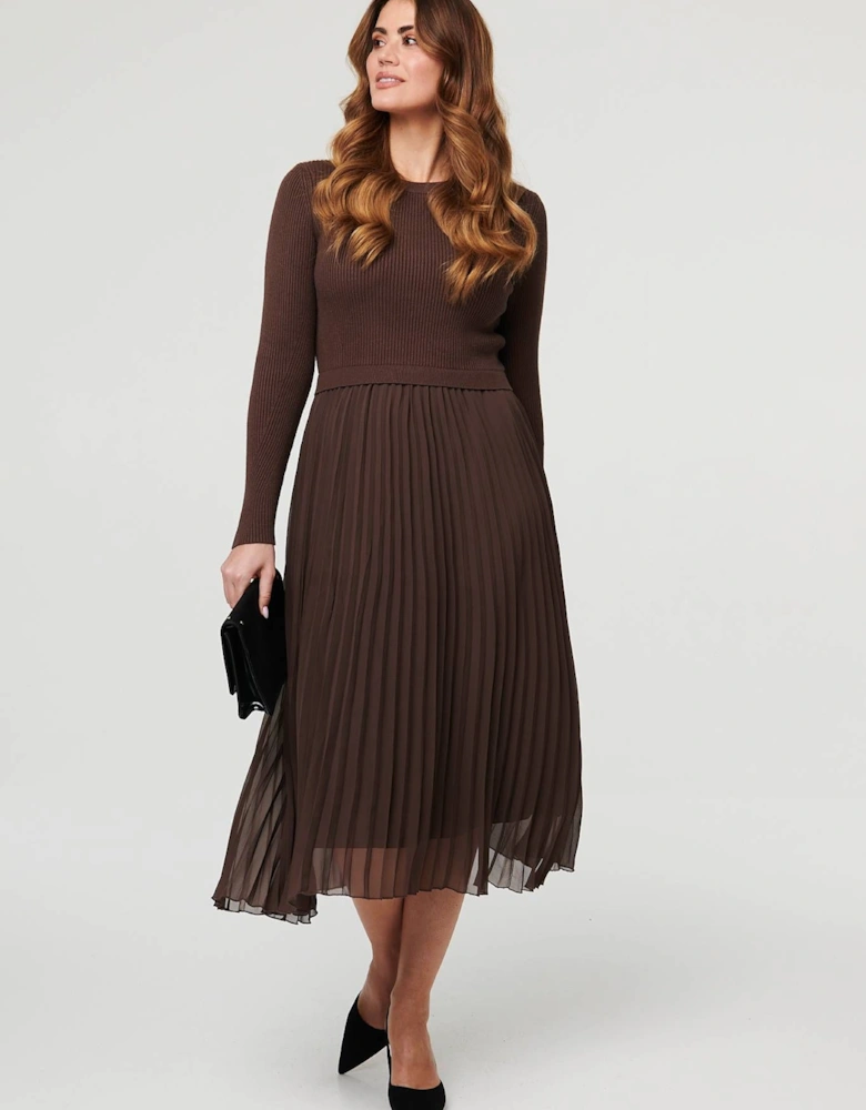 Knit Long Sleeve Ruched Maxi Dress