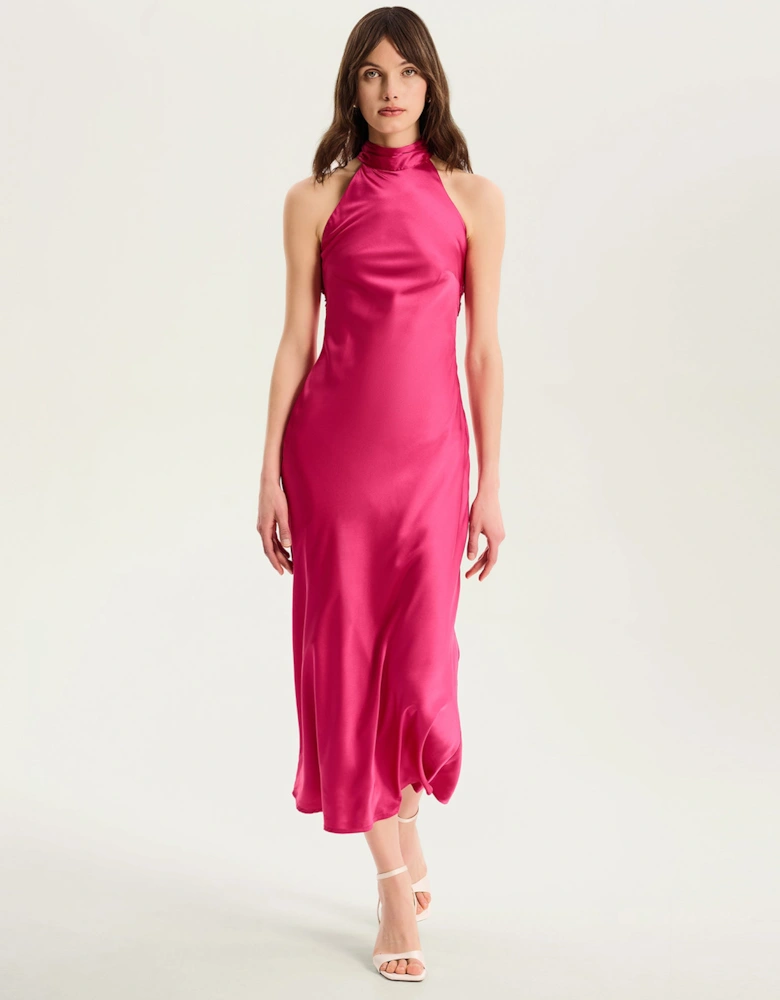 Seychelles Drape Back Detail Dress in Magenta