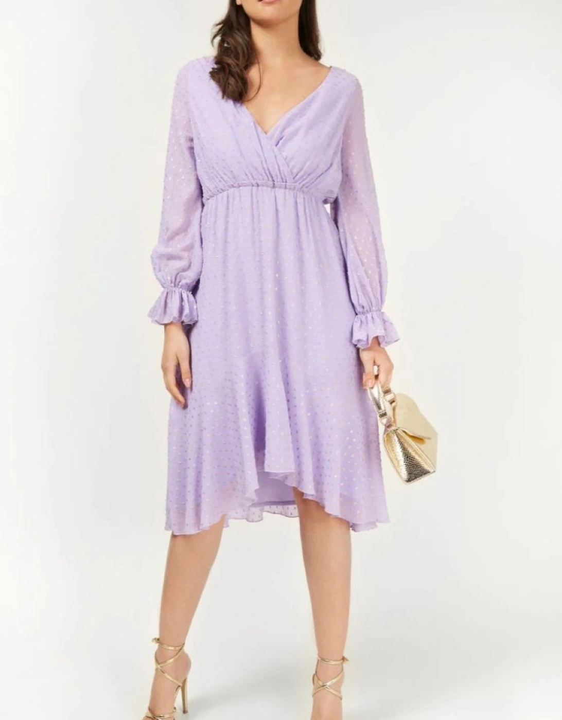 Diaz Lilac And Gold Spot Midi Dress, 2 of 1