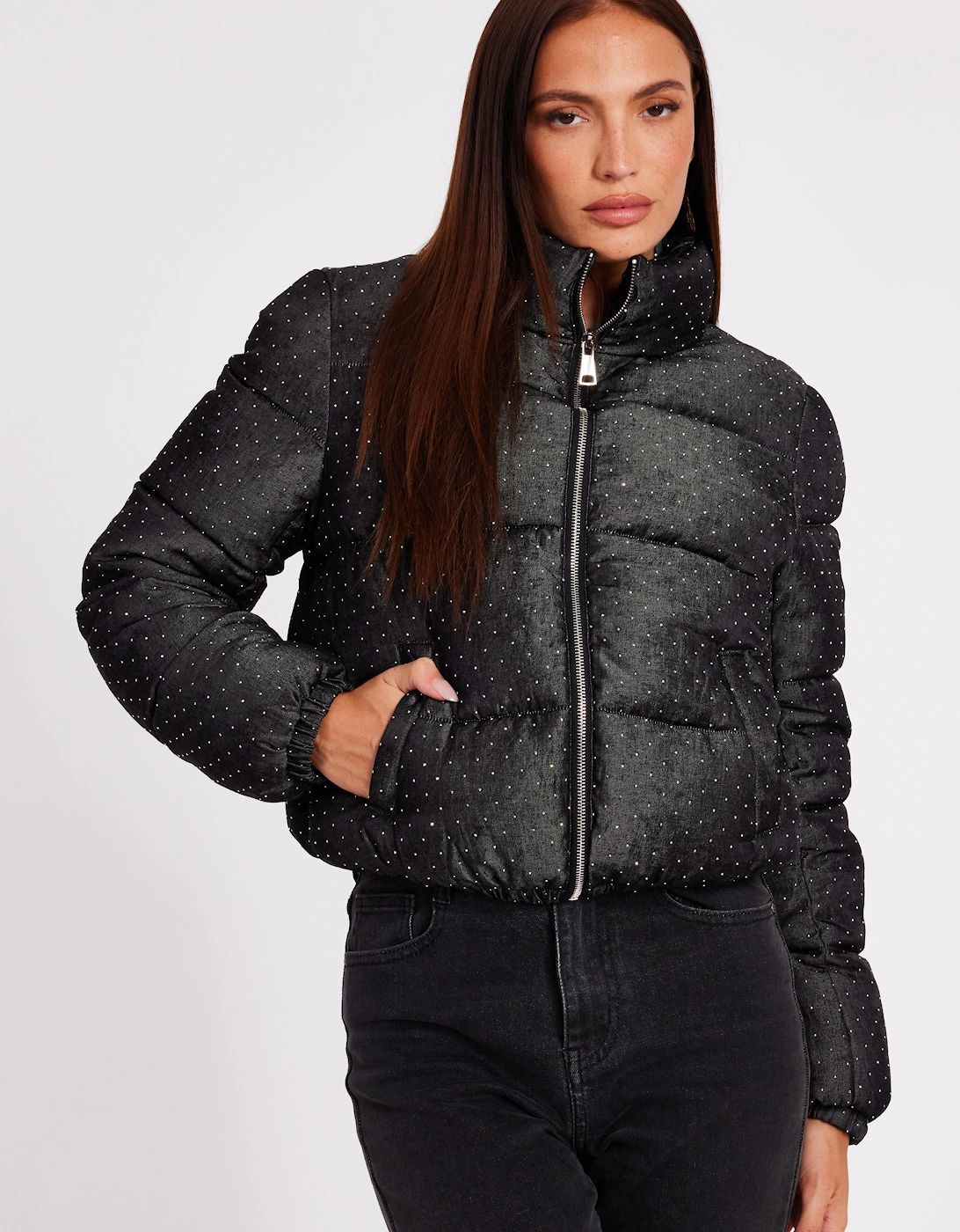 Black Diamante Puffer Jacket, 2 of 1