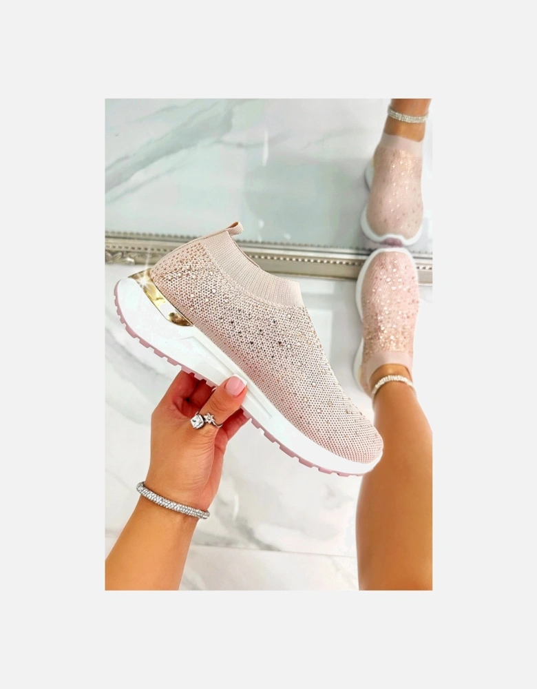 Sparkly Elevate Sculpt Sole Stretch Slip On Trainers