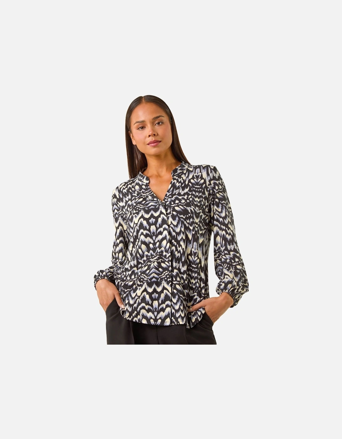 Petite Abstract Buttoned Blouse, 2 of 1