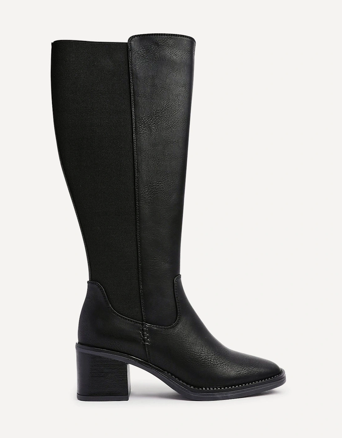 Reason Black Faux Leather Block Heel High Leg Boot, 2 of 1