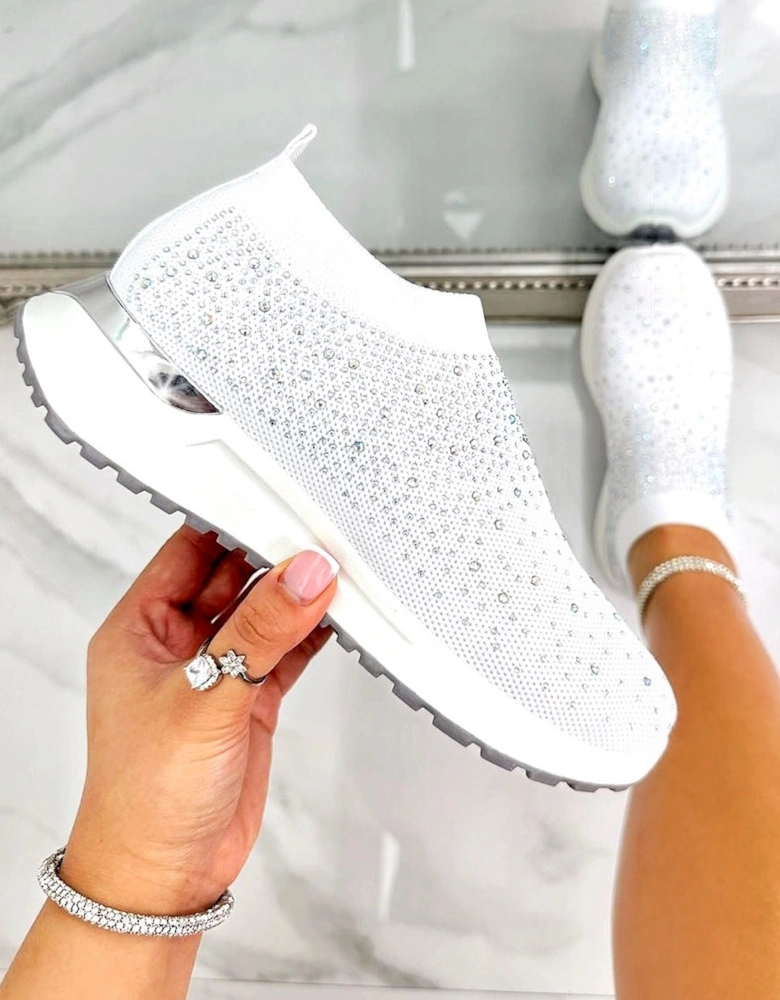 Sparkly Elevate Sculpt Sole Stretch Slip On Trainers