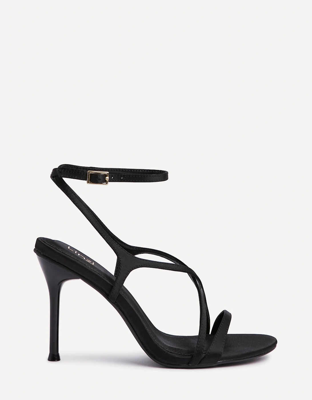 Taliya Black Satin Strappy Stiletto Heels, 2 of 1