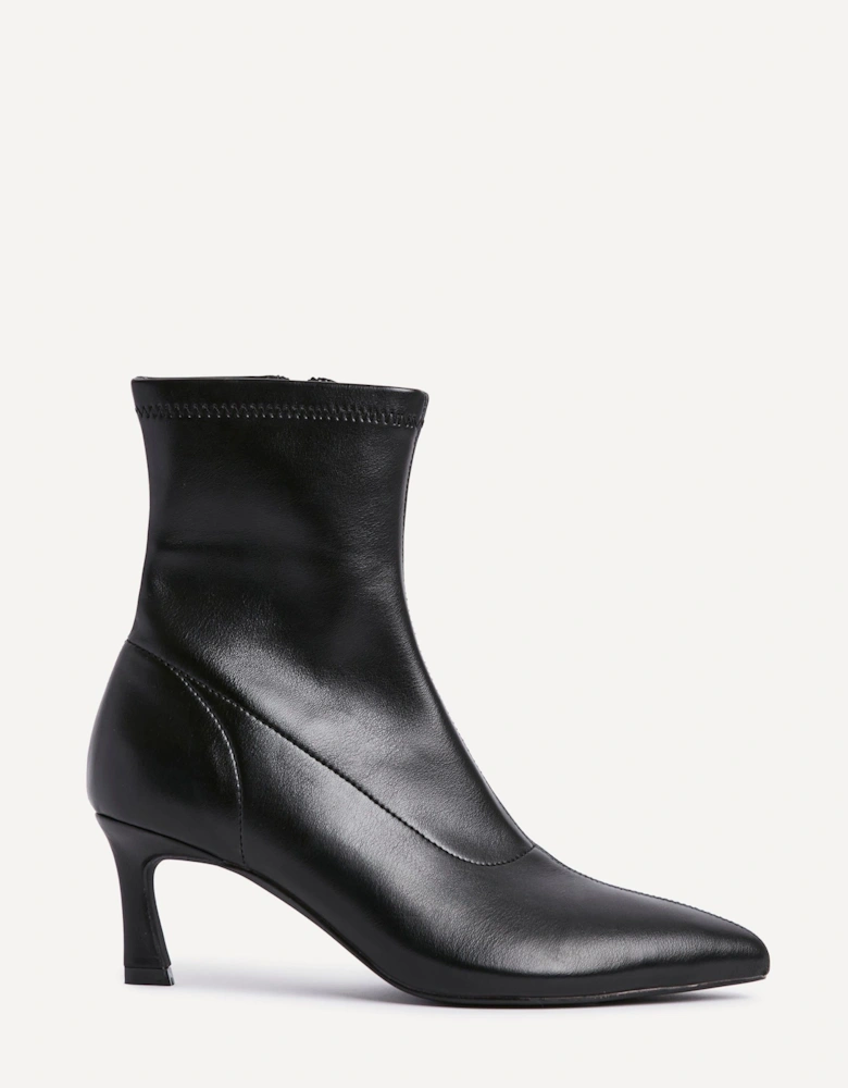 Upgrade Black Faux Suede Kitten Heel Sock Ankle Boot