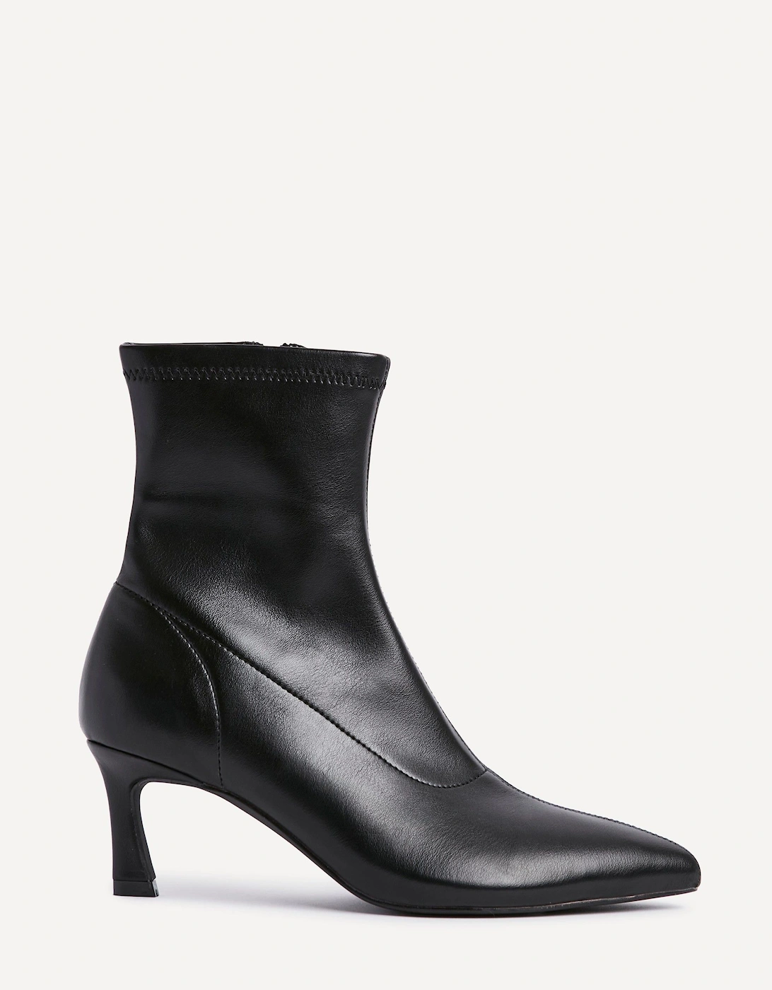 Upgrade Black Faux Suede Kitten Heel Sock Ankle Boot, 2 of 1