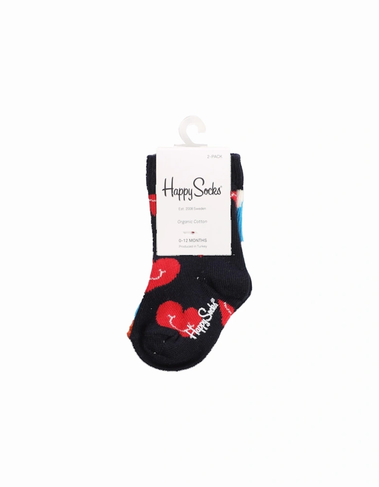 Infants 2 Pack of Smiling Heart Socks