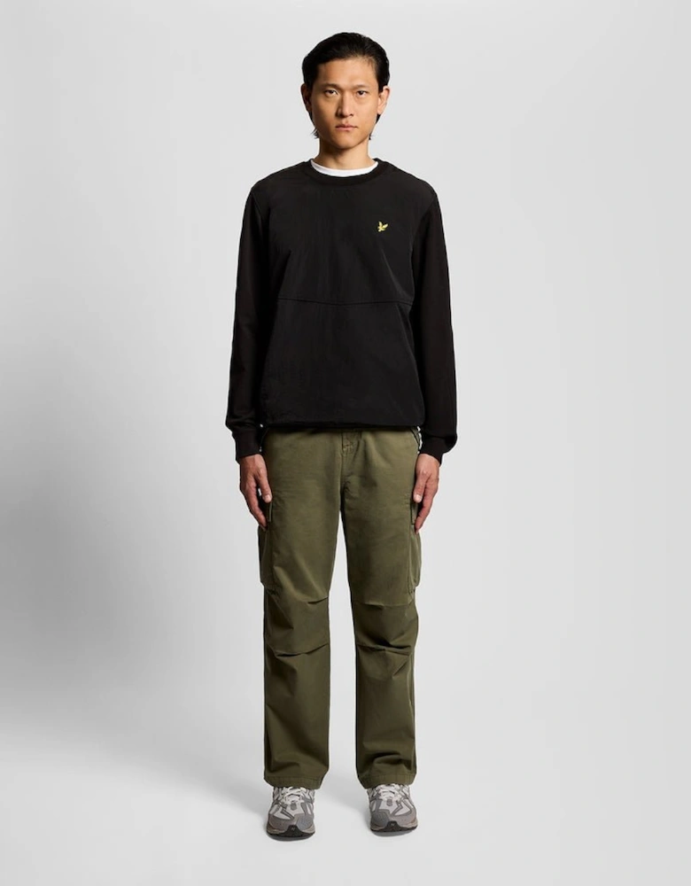 Half Raglan Sleeve Panneled Sweatshirt