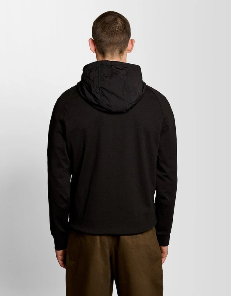 Half Raglan Sleeve Panneled Hoodie