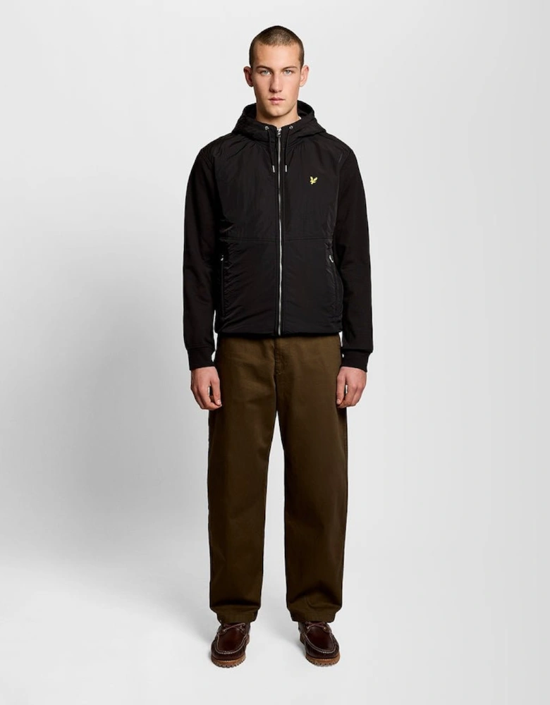 Half Raglan Sleeve Panneled Hoodie