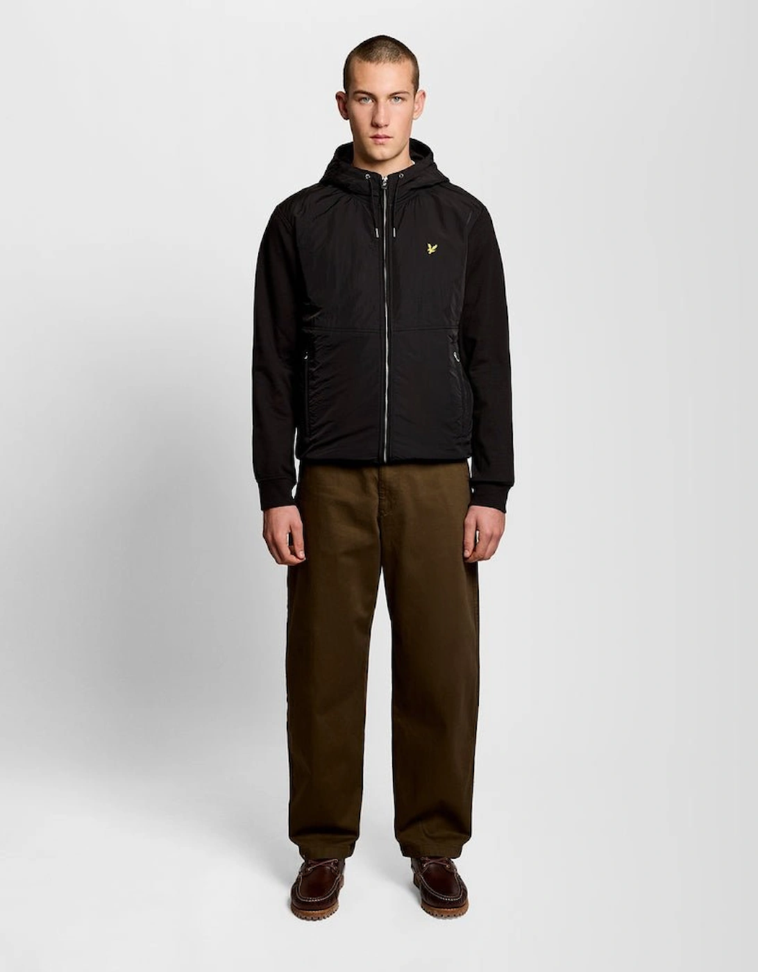 Half Raglan Sleeve Panneled Hoodie