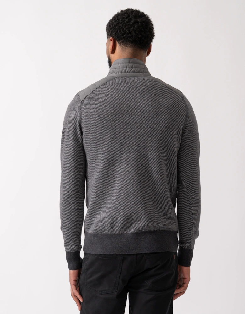 Kilmington Mens Quarter Zip Funnel Neck Jumper - Charcoal/Mid Grey