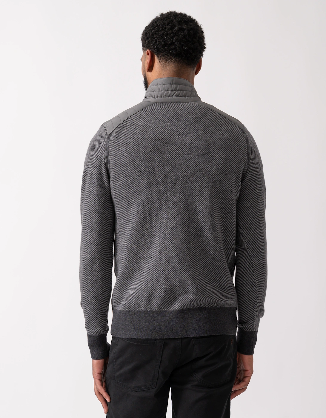 Kilmington Mens Quarter Zip Funnel Neck Jumper - Charcoal/Mid Grey