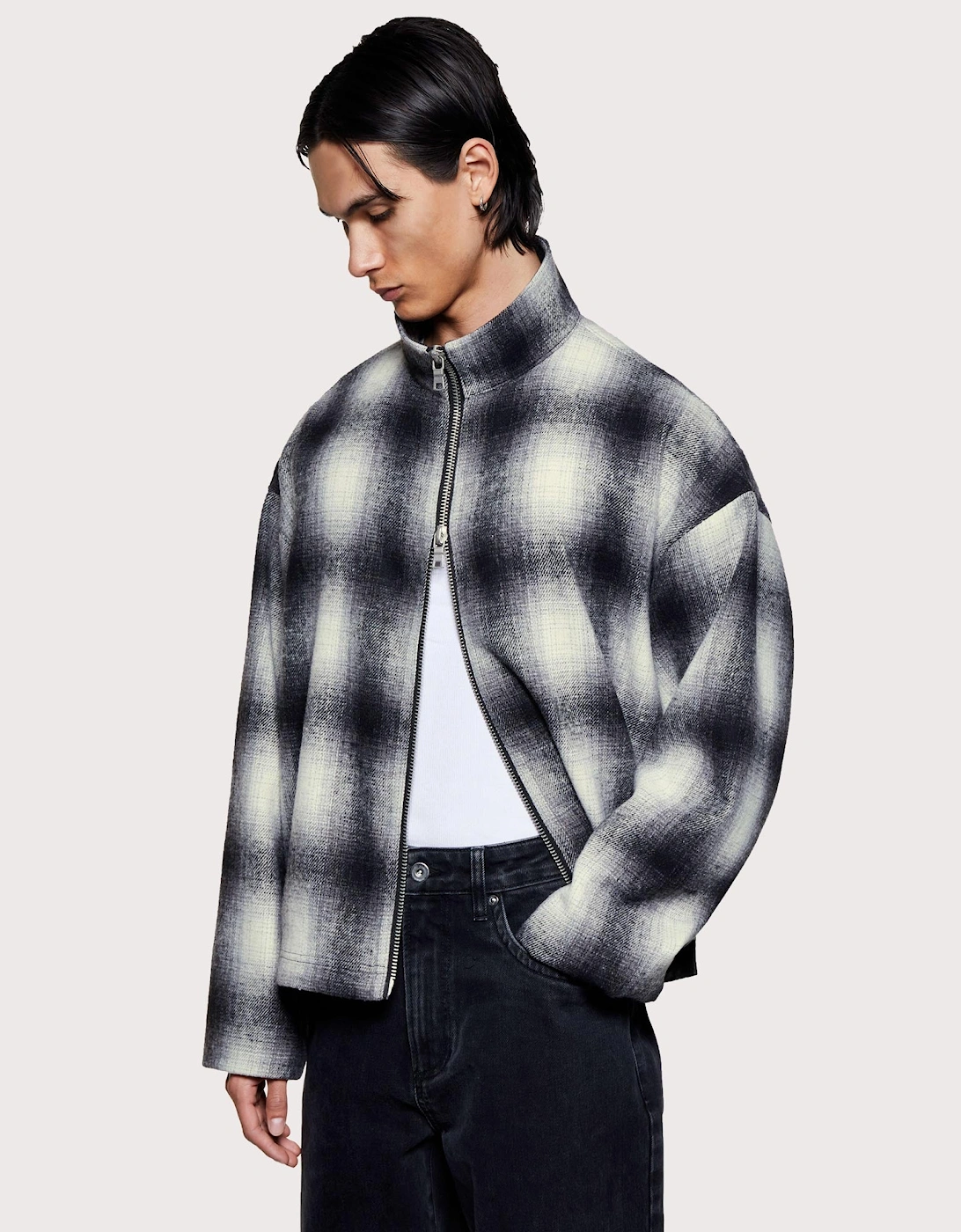 Wool Check Track Jacket