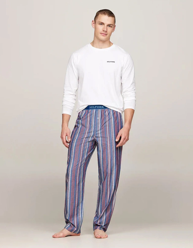 MONOTYPE Mens Pyjama Set White/Monotype Stripes Indigo