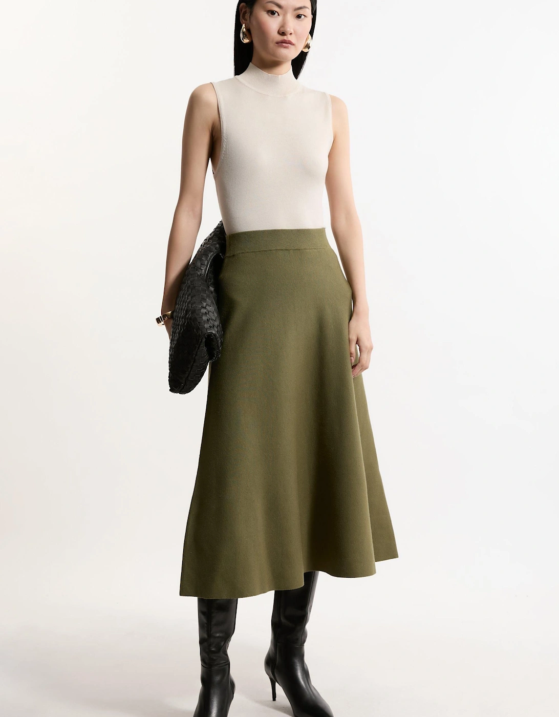 Viscose Blend Milano Knit Full Midi Skirt, 2 of 1