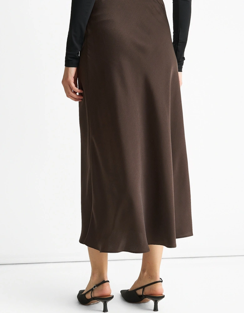 Chocolate Bias Midi Skirt