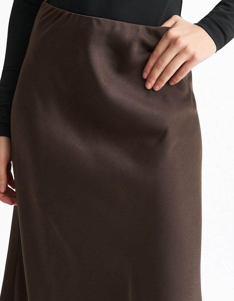 Chocolate Bias Midi Skirt