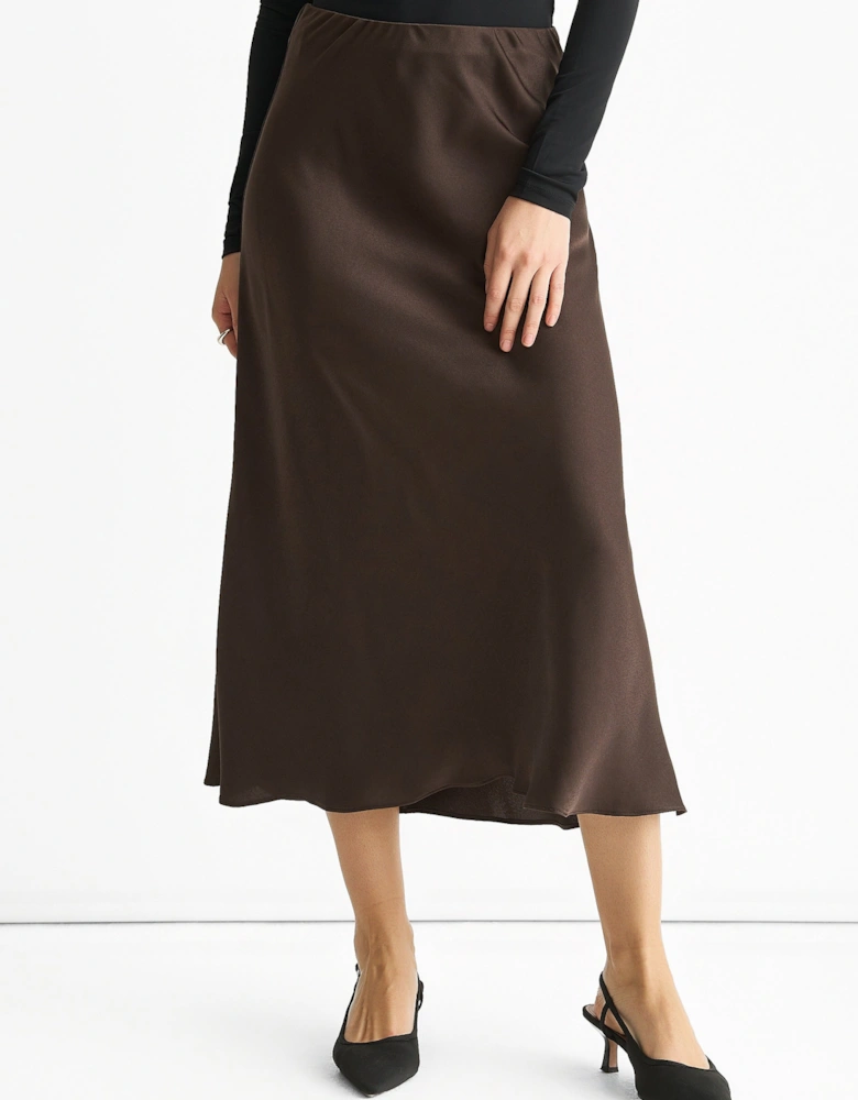 Chocolate Bias Midi Skirt
