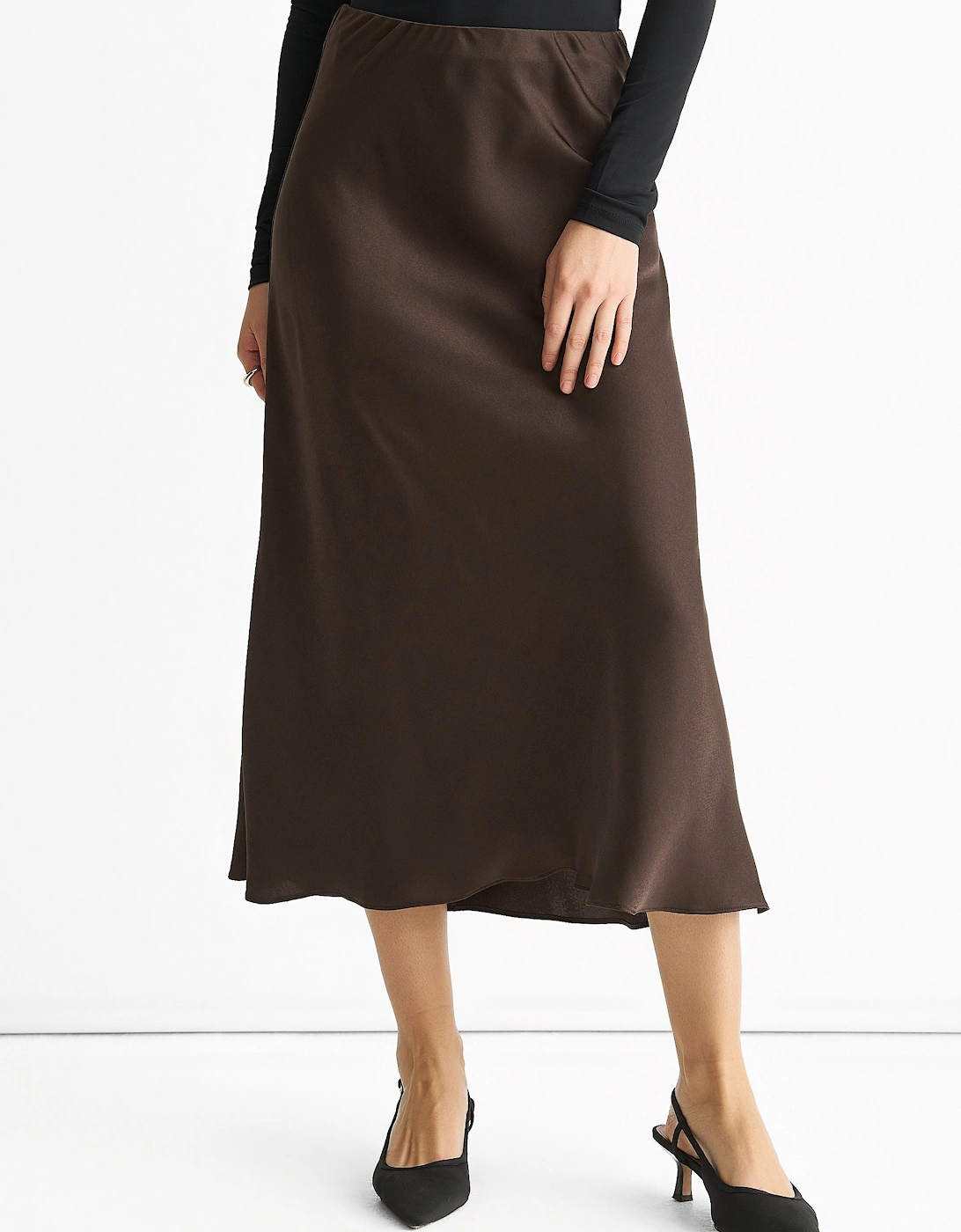 Chocolate Bias Midi Skirt