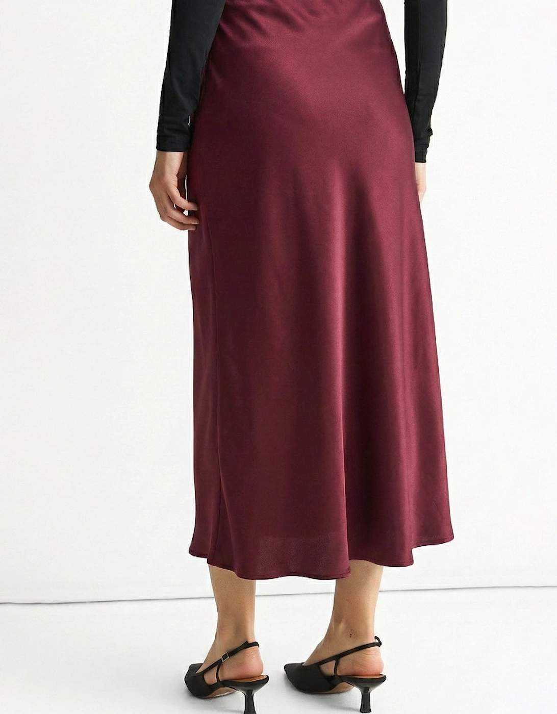 Burgundy Bias Midi Skirt