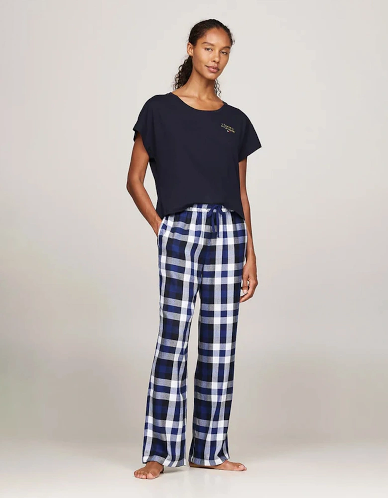 ORIGINAL Womens Flannel Pants Heritage Check Midi Blue Ink