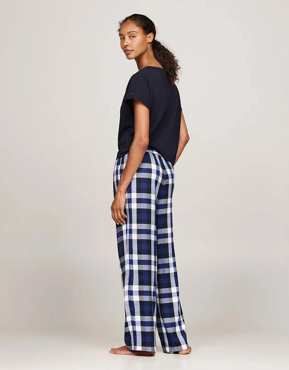 ORIGINAL Womens Flannel Pants Heritage Check Midi Blue Ink