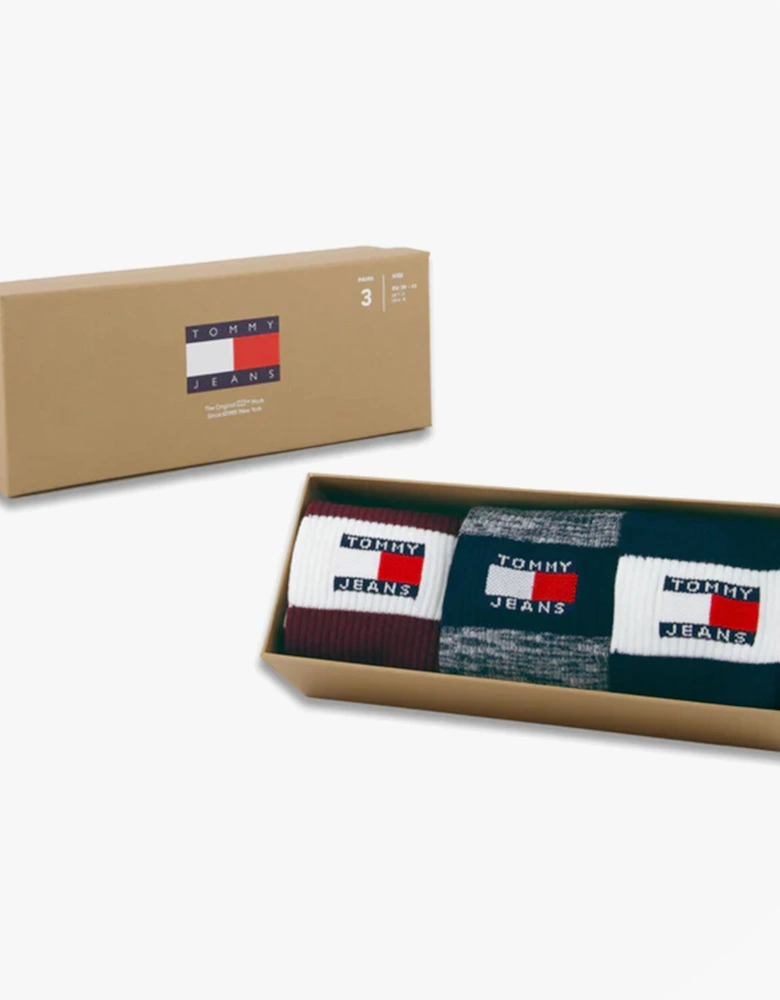 3 Pack Trainer Stripe Mens Crew Socks Multi