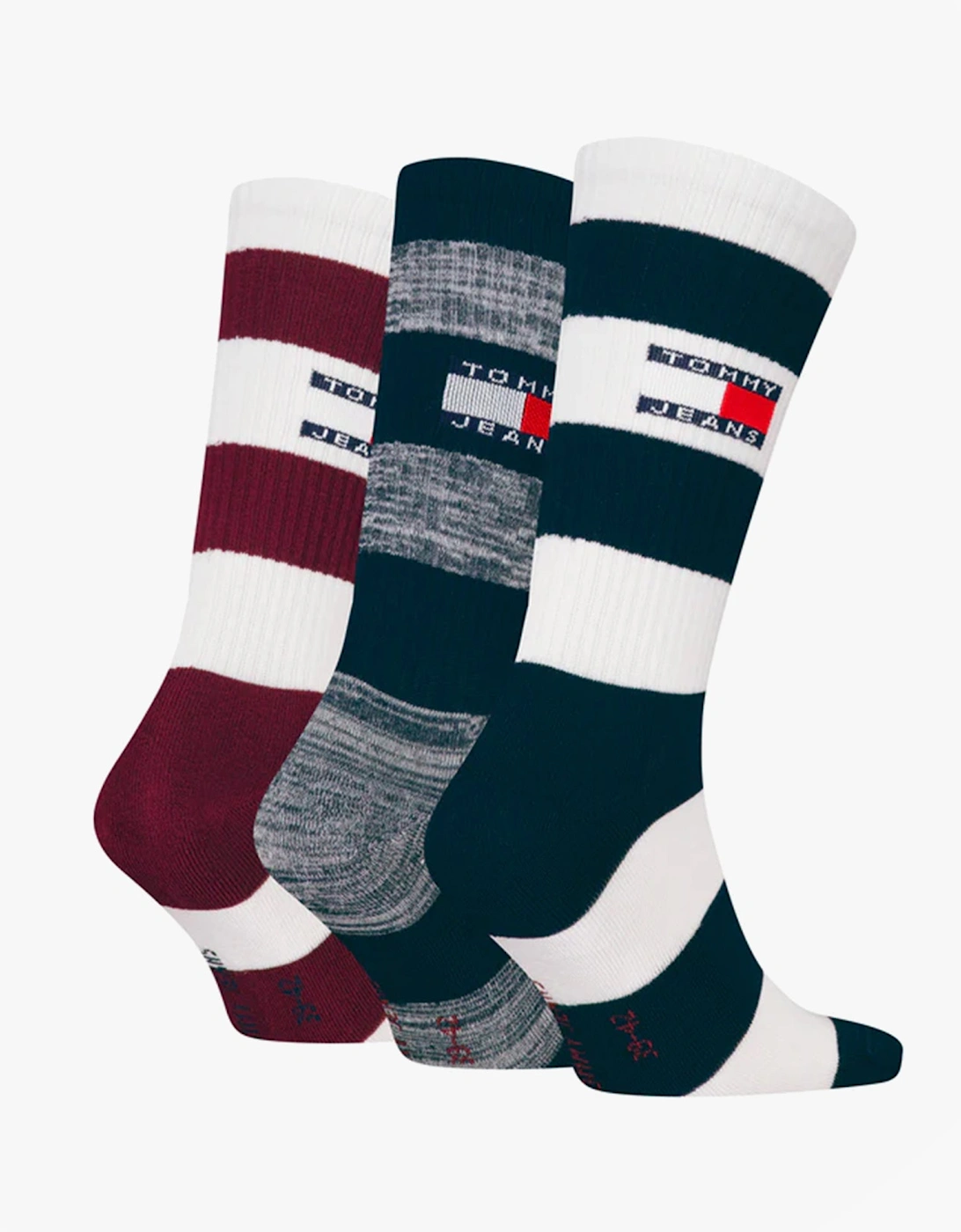 3 Pack Trainer Stripe Mens Crew Socks Multi