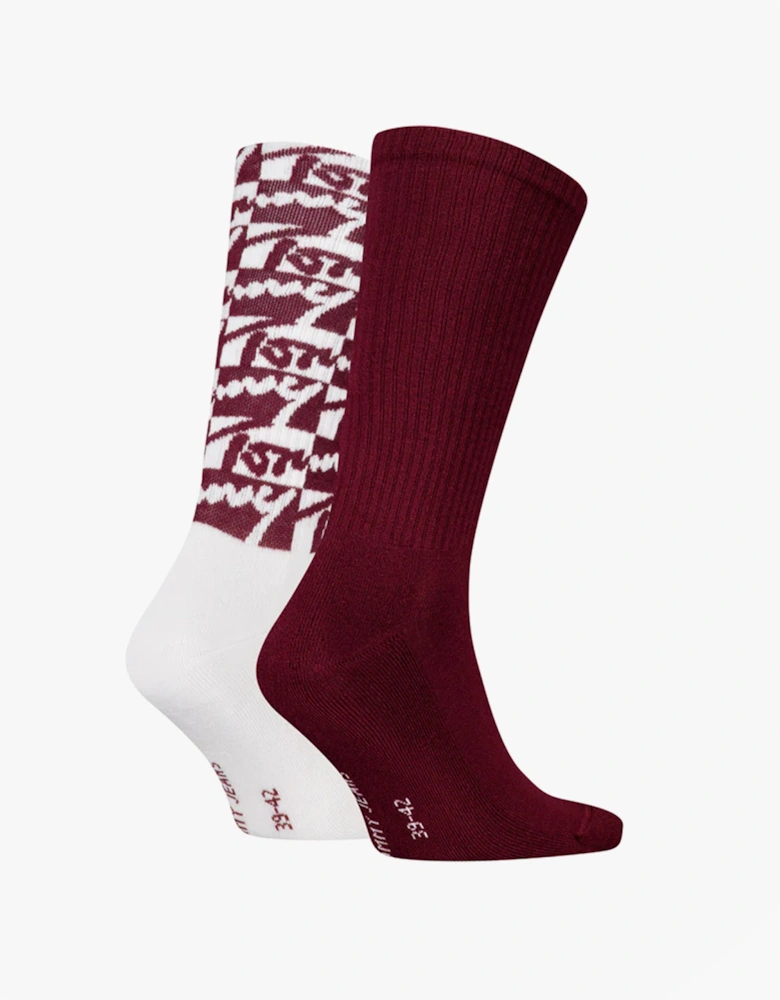 2 Pack Trainer Graffiti Mens Crew Socks Red