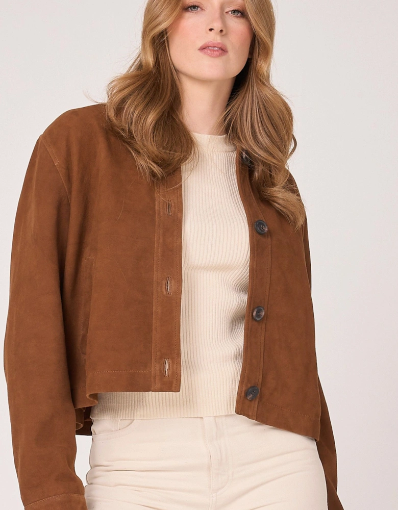 Real Suede Cropped Harrington