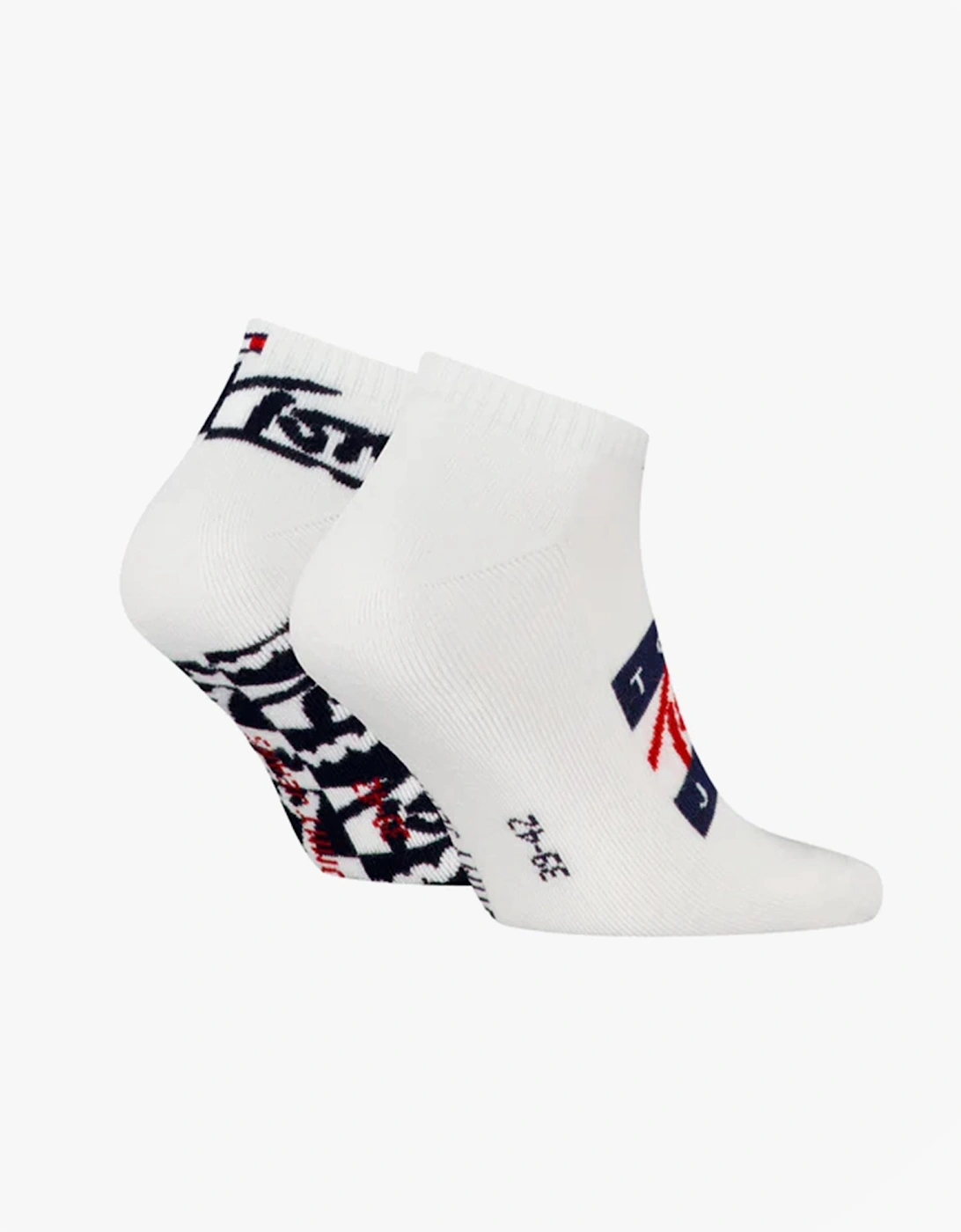 2 Pack Trainer Graffiti Mens Ankle Socks White